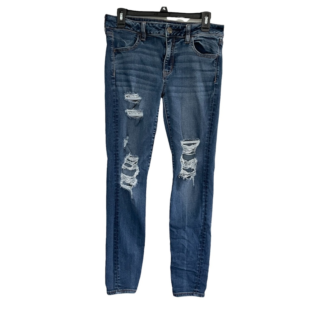 American Eagle Jegging Sz 10 Super Stretch Distressed Denim
